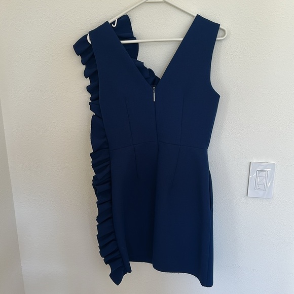 Designer MSGM blue ruffle crepe mini dress 40 US 6 - Picture 4 of 9